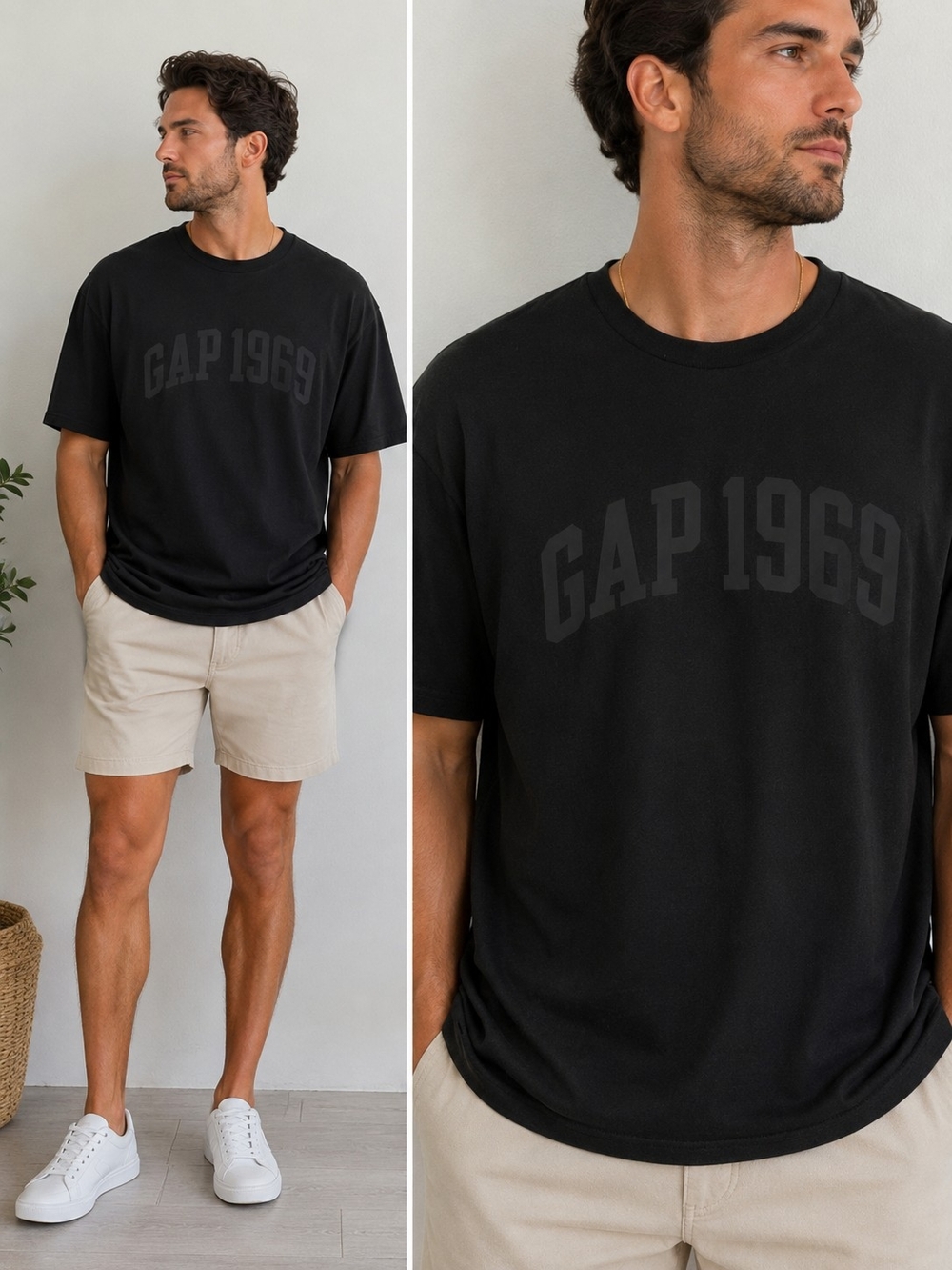 GAP 1969 Men's Black Logo Short Sleeve Tee